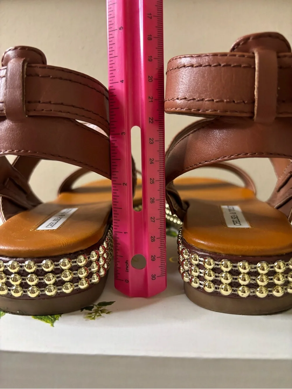 Chelsea & Violet Chestnut Brown Beaded Platform Sandals